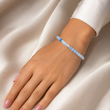 Lade das Bild in den Galerie-Viewer, Aquamarin Armband A+ Qualität – Facettierte Edelsteinperlen mit 925 Silberverschluss | SARB-BIJOU VIP COLLECTION