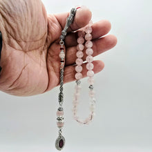 Lade das Bild in den Galerie-Viewer, Tesbih Tespih ROSENQUARZ Echter Stein Rosary Prayerbeads Küre Subha Tasbih Misbaha Gebeteskette