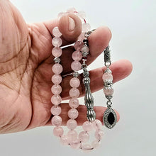 Lade das Bild in den Galerie-Viewer, Tesbih Tespih ROSENQUARZ Echter Stein Rosary Prayerbeads Küre Subha Tasbih Misbaha Gebeteskette