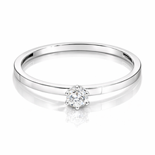 Lade das Bild in den Galerie-Viewer, Diamantring Damen aus ECHTGOLD Weißgold 370 mit echtem Diamanten 0,10 Karat SI – eleganter Solitärring Damenring Verlobungsring