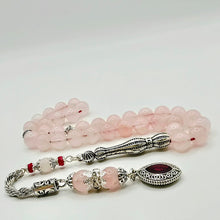 Lade das Bild in den Galerie-Viewer, Tesbih Tespih ROSENQUARZ Echter Stein Rosary Prayerbeads Küre Subha Tasbih Misbaha Gebeteskette