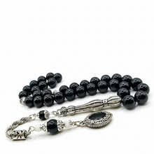 Lade das Bild in den Galerie-Viewer, Tesbih Tespih SCHWARZER TURMALIN Echter Stein Rosary Prayerbeads Küre Subha Tasbih Misbaha Gebeteskette