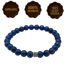 Lade das Bild in den Galerie-Viewer, Lapislazuli Armband Damen 6 mm – A+ Qualität mit 925 Echt-Silber Verschluss | Handmade in Deutschland | SARB-BIJOU