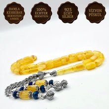 Lade das Bild in den Galerie-Viewer, Tesbih Tespih Damla Kehribar Amber Bernstein 19 Gr Vizyon Püskül 925 Echt Silber Rosary Prayerbeads Kapsül Subha Tasbih Misbaha Gebeteskette
