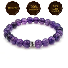 Lade das Bild in den Galerie-Viewer, Amethyst Armband Damen – A+ Qualität Amethyst Perlen mit 925 Echt-Silber-Verschluss | Handmade in Deutschland by SARB-BIJOU