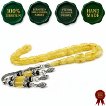 Lade das Bild in den Galerie-Viewer, Tespih Damla Kehribar Amber Bernstein TOP-DEAL Größe 12 Gr VIZYON SERIES Püskül 925 Echt Silber Rosary Prayerbeads Kapsül