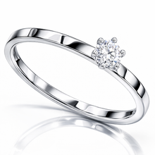 Lade das Bild in den Galerie-Viewer, Diamantring Damen aus ECHTGOLD Weißgold 370 mit echtem Diamanten 0,50 Karat SI – eleganter Solitärring Damenring Verlobungsring