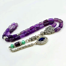 Lade das Bild in den Galerie-Viewer, Tesbih Tespih AMETHYST Echter Stein Rosary Prayerbeads Kapsül Subha Tasbih Misbaha Gebeteskette