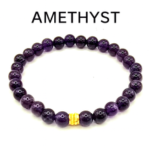 Lade das Bild in den Galerie-Viewer, Amethyst Armband Damen – A+ Amethyst Perlen 6 mm mit 925 Echt-Silber-Verschluss | Handmade in Deutschland by SARB-BIJOU