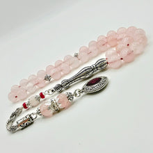 Lade das Bild in den Galerie-Viewer, Tesbih Tespih ROSENQUARZ Echter Stein Rosary Prayerbeads Küre Subha Tasbih Misbaha Gebeteskette