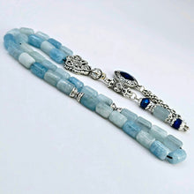 Lade das Bild in den Galerie-Viewer, Tesbih Tespih AQUAMARIN Echter Stein Rosary Prayerbeads Kapsül Subha Tasbih Misbaha Gebeteskette