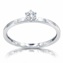 Lade das Bild in den Galerie-Viewer, Diamantring Damen aus ECHTGOLD Weißgold 370 mit echtem Diamanten 0,30 Karat SI – eleganter Solitärring Damenring Verlobungsring
