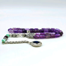 Lade das Bild in den Galerie-Viewer, Tesbih Tespih AMETHYST Echter Stein Rosary Prayerbeads Kapsül Subha Tasbih Misbaha Gebeteskette