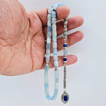 Lade das Bild in den Galerie-Viewer, Tesbih Tespih AQUAMARIN Echter Stein Rosary Prayerbeads Kapsül Subha Tasbih Misbaha Gebeteskette