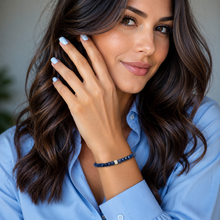 Lade das Bild in den Galerie-Viewer, Saphir Armband A+ Qualität – Facettierte Edelsteinperlen mit 925 Silberverschluss | SARB-BIJOU VIP COLLECTION