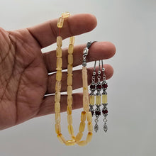 Lade das Bild in den Galerie-Viewer, Tesbih Tespih Damla Kehribar Amber Bernstein 13 Gr Vizyon Püskül 925 Echt Silber Rosary Prayerbeads Kapsül Subha Tasbih Misbaha Gebeteskette