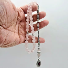 Lade das Bild in den Galerie-Viewer, Tesbih Tespih ROSENQUARZ Echter Stein Rosary Prayerbeads Küre Subha Tasbih Misbaha Gebeteskette