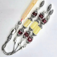 Lade das Bild in den Galerie-Viewer, Tesbih Tespih Damla Kehribar Amber Bernstein 13 Gr Vizyon Püskül 925 Echt Silber Rosary Prayerbeads Kapsül Subha Tasbih Misbaha Gebeteskette