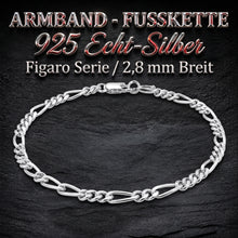 Lade das Bild in den Galerie-Viewer, SARB-BIJOU FIGARO Armband & Fußkette aus 925 Sterling Echt-Silber – für Damen und Herren