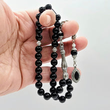 Lade das Bild in den Galerie-Viewer, Tesbih Tespih SCHWARZER TURMALIN Echter Stein Rosary Prayerbeads Küre Subha Tasbih Misbaha Gebeteskette
