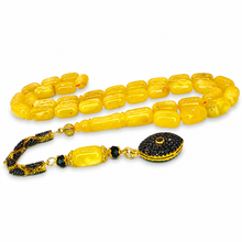 Lade das Bild in den Galerie-Viewer, Tesbih Tespih Echter Bernstein Tesbih 21 Gramm DIAMOND-SERIE Püskül aus 925 Echt-Silber, 585 vergoldet – Rosary Prayerbeads Misbah Subha Tasbeh Handmade in Deutschland
