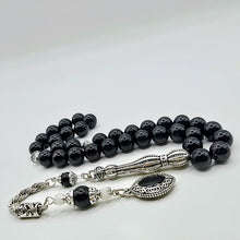 Lade das Bild in den Galerie-Viewer, Tesbih Tespih SCHWARZER TURMALIN Echter Stein Rosary Prayerbeads Küre Subha Tasbih Misbaha Gebeteskette
