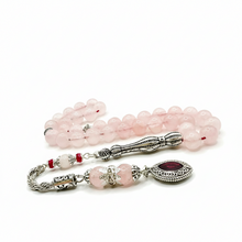 Lade das Bild in den Galerie-Viewer, Tesbih Tespih ROSENQUARZ Echter Stein Rosary Prayerbeads Küre Subha Tasbih Misbaha Gebeteskette
