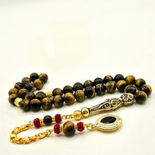 Lade das Bild in den Galerie-Viewer, Tesbih Tespih TIGERAUGE KAPLANGÖZÜ Echter Stein Rosary Prayerbeads Kapsül Subha Tasbih Misbaha Gebeteskette
