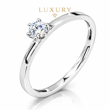 Lade das Bild in den Galerie-Viewer, Diamantring Damen aus ECHTGOLD Weißgold 370 mit echtem Diamanten 0,30 Karat SI – eleganter Solitärring Damenring Verlobungsring
