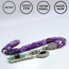 Lade das Bild in den Galerie-Viewer, Tesbih Tespih AMETHYST Echter Stein Rosary Prayerbeads Kapsül Subha Tasbih Misbaha Gebeteskette
