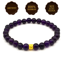 Lade das Bild in den Galerie-Viewer, Amethyst Armband Damen – A+ Amethyst Perlen 6 mm mit 925 Echt-Silber-Verschluss | Handmade in Deutschland by SARB-BIJOU
