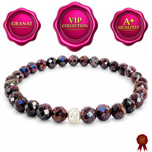 Lade das Bild in den Galerie-Viewer, Granat-Armband A+ Qualität mit 925 Silberverschluss – facettierte Naturperlen, elastisch, Handmade in Deutschland | SARB-BIJOU VIP COLLECTION

