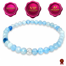 Lade das Bild in den Galerie-Viewer, Aquamarin Armband A+ Qualität – Facettierte Edelsteinperlen mit 925 Silberverschluss | SARB-BIJOU VIP COLLECTION
