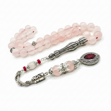 Lade das Bild in den Galerie-Viewer, Tesbih Tespih ROSENQUARZ Echter Stein Rosary Prayerbeads Küre Subha Tasbih Misbaha Gebeteskette
