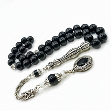 Lade das Bild in den Galerie-Viewer, Tesbih Tespih SCHWARZER TURMALIN Echter Stein Rosary Prayerbeads Küre Subha Tasbih Misbaha Gebeteskette

