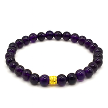 Lade das Bild in den Galerie-Viewer, Amethyst Armband Damen – A+ Amethyst Perlen 6 mm mit 925 Echt-Silber-Verschluss | Handmade in Deutschland by SARB-BIJOU

