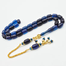 Lade das Bild in den Galerie-Viewer, Tesbih Tespih ZAR Parlament Mavi / Blue Vizyon Püskül Kapsül Blau Prayerbeads Rosary Gebetskette Misbaha Design
