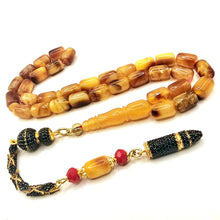 Lade das Bild in den Galerie-Viewer, Tesbih Tespih Damla Kehribar Amber Bernstein 22 Gr Diamond Püskül 925 Echt Silber Rosary Prayerbeads Kapsül Subha Tasbih Misbaha Gebeteskette
