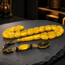 Lade das Bild in den Galerie-Viewer, Tesbih Tespih Echter Bernstein Tesbih 21 Gramm DIAMOND-SERIE Püskül aus 925 Echt-Silber, 585 vergoldet – Rosary Prayerbeads Misbah Subha Tasbeh Handmade in Deutschland
