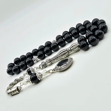 Lade das Bild in den Galerie-Viewer, Tesbih Tespih SCHWARZER TURMALIN Echter Stein Rosary Prayerbeads Küre Subha Tasbih Misbaha Gebeteskette
