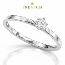 Lade das Bild in den Galerie-Viewer, Diamantring Damen aus ECHTGOLD Weißgold 370 mit echtem Diamanten 0,50 Karat SI – eleganter Solitärring Damenring Verlobungsring
