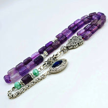 Lade das Bild in den Galerie-Viewer, Tesbih Tespih AMETHYST Echter Stein Rosary Prayerbeads Kapsül Subha Tasbih Misbaha Gebeteskette
