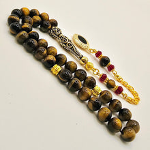 Lade das Bild in den Galerie-Viewer, Tesbih Tespih TIGERAUGE KAPLANGÖZÜ Echter Stein Rosary Prayerbeads Kapsül Subha Tasbih Misbaha Gebeteskette
