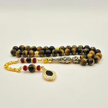 Lade das Bild in den Galerie-Viewer, Tesbih Tespih TIGERAUGE KAPLANGÖZÜ Echter Stein Rosary Prayerbeads Kapsül Subha Tasbih Misbaha Gebeteskette
