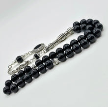 Lade das Bild in den Galerie-Viewer, Tesbih Tespih SCHWARZER TURMALIN Echter Stein Rosary Prayerbeads Küre Subha Tasbih Misbaha Gebeteskette
