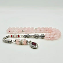 Lade das Bild in den Galerie-Viewer, Tesbih Tespih ROSENQUARZ Echter Stein Rosary Prayerbeads Küre Subha Tasbih Misbaha Gebeteskette
