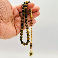 Lade das Bild in den Galerie-Viewer, Tesbih Tespih TIGERAUGE KAPLANGÖZÜ Echter Stein Rosary Prayerbeads Kapsül Subha Tasbih Misbaha Gebeteskette
