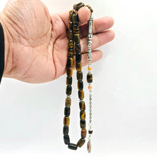 Lade das Bild in den Galerie-Viewer, Tesbih Tespih TIGERAUGE KAPLAN GÖZÜ Echter Stein Rosary Prayerbeads Kapsül Subha Tasbih Misbaha Gebeteskette
