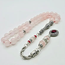 Lade das Bild in den Galerie-Viewer, Tesbih Tespih ROSENQUARZ Echter Stein Rosary Prayerbeads Küre Subha Tasbih Misbaha Gebeteskette
