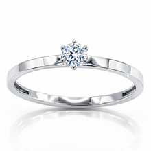 Lade das Bild in den Galerie-Viewer, Diamantring Damen aus ECHTGOLD Weißgold 370 mit echtem Diamanten 0,10 Karat SI – eleganter Solitärring Damenring Verlobungsring

